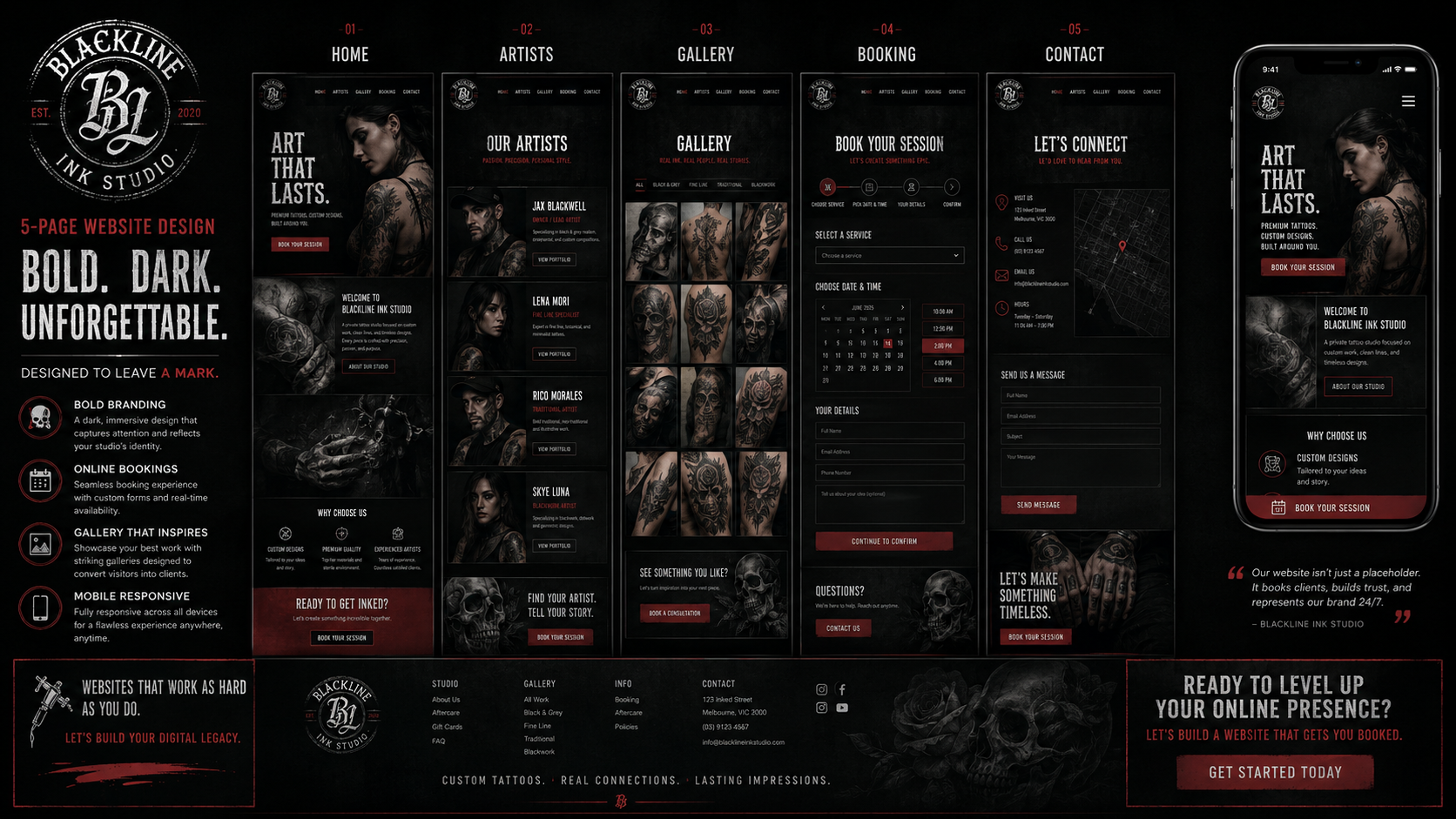 Bold And Dark Tattoo Website Design