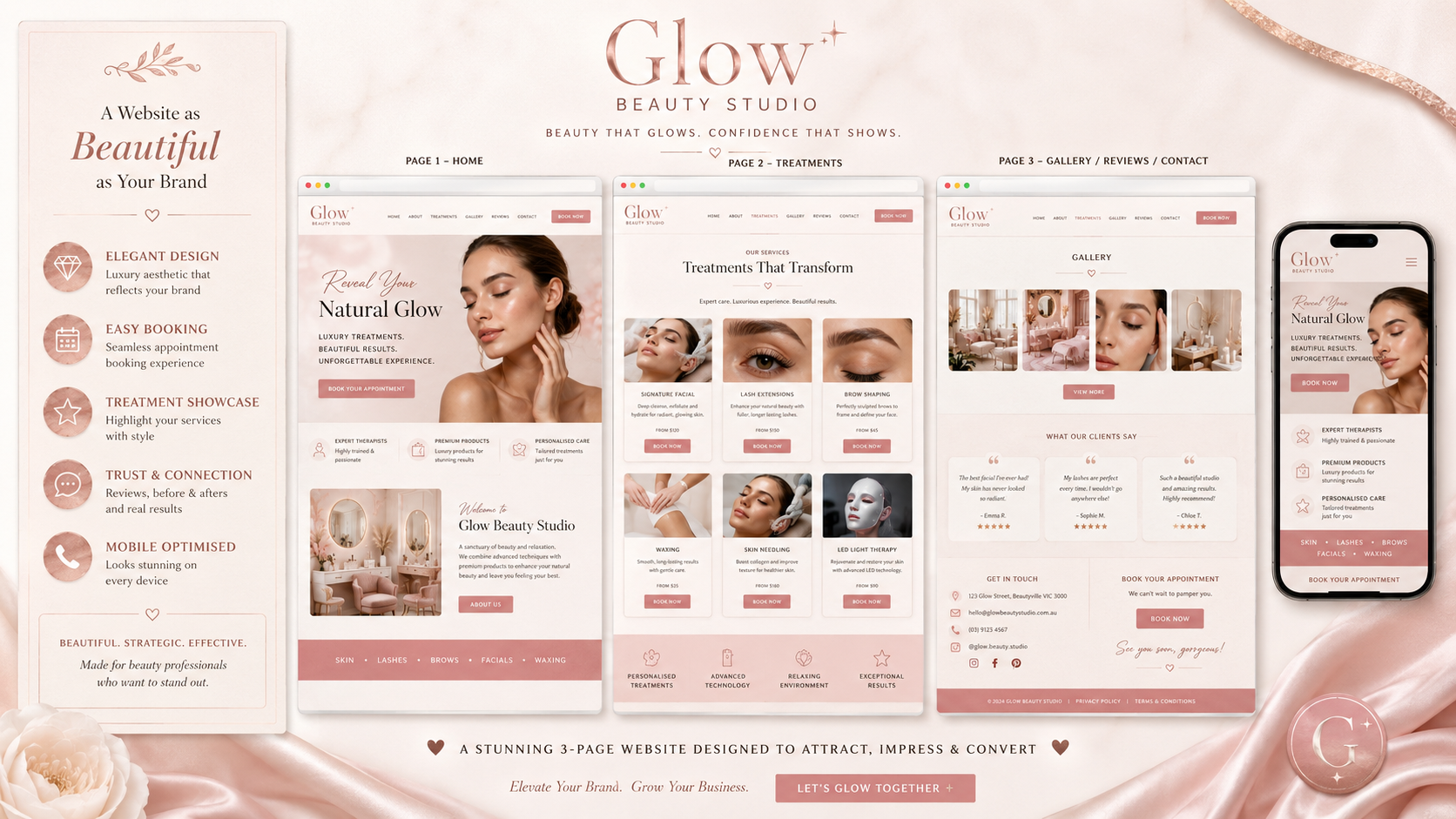 Elegant Beauty Website Promotion Mockup