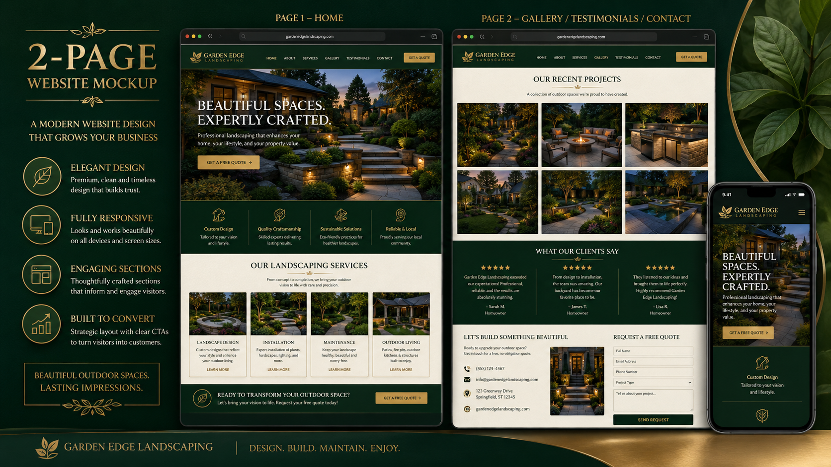 Elegant Landscaping Website Mockup Design