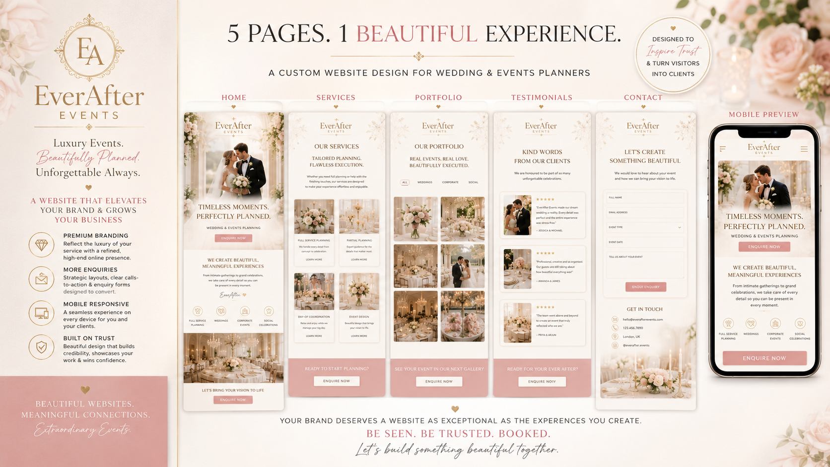 Elegant Wedding Website Design Mockup
