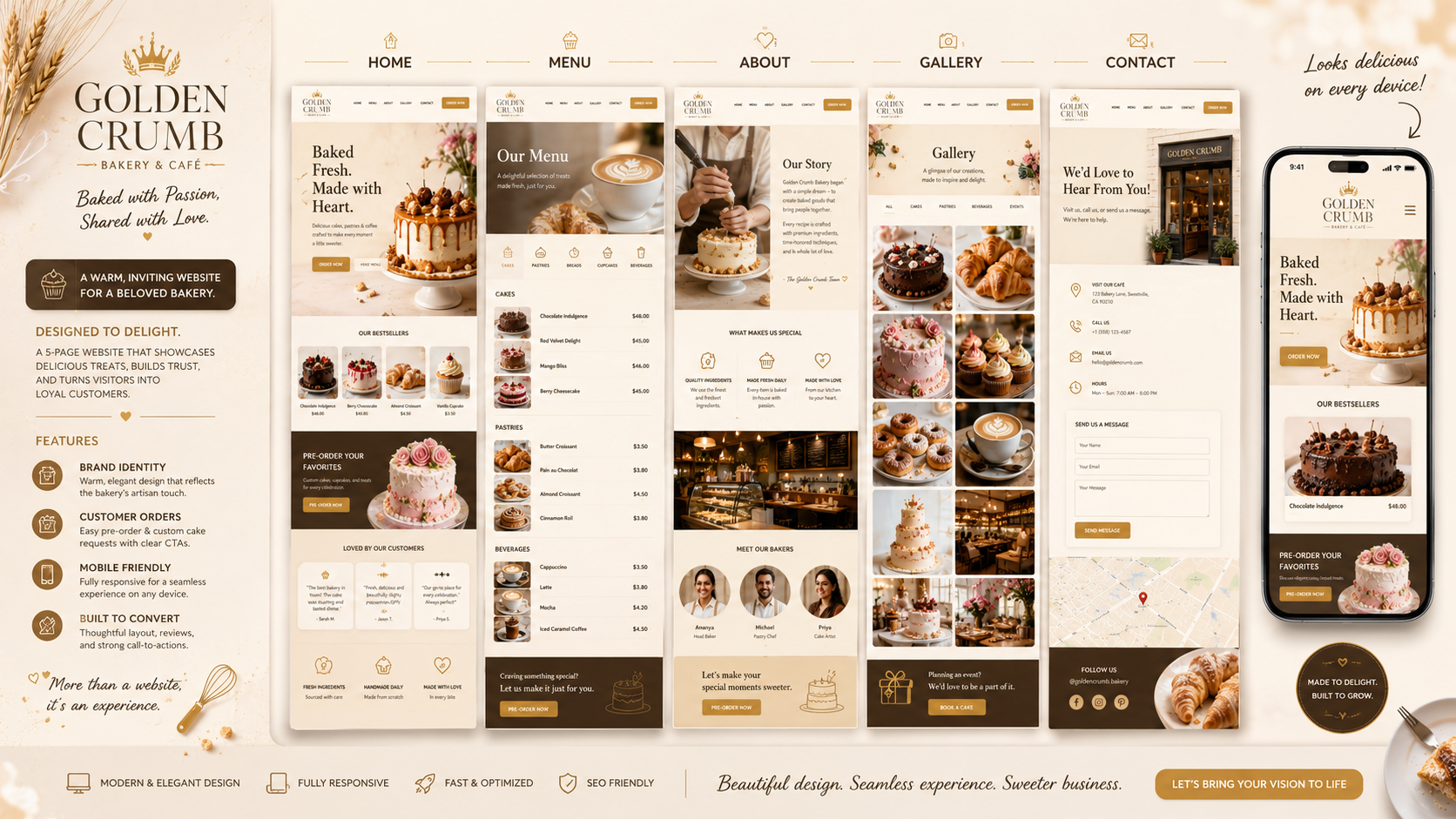 Golden Crumb Bakery Website Showcase