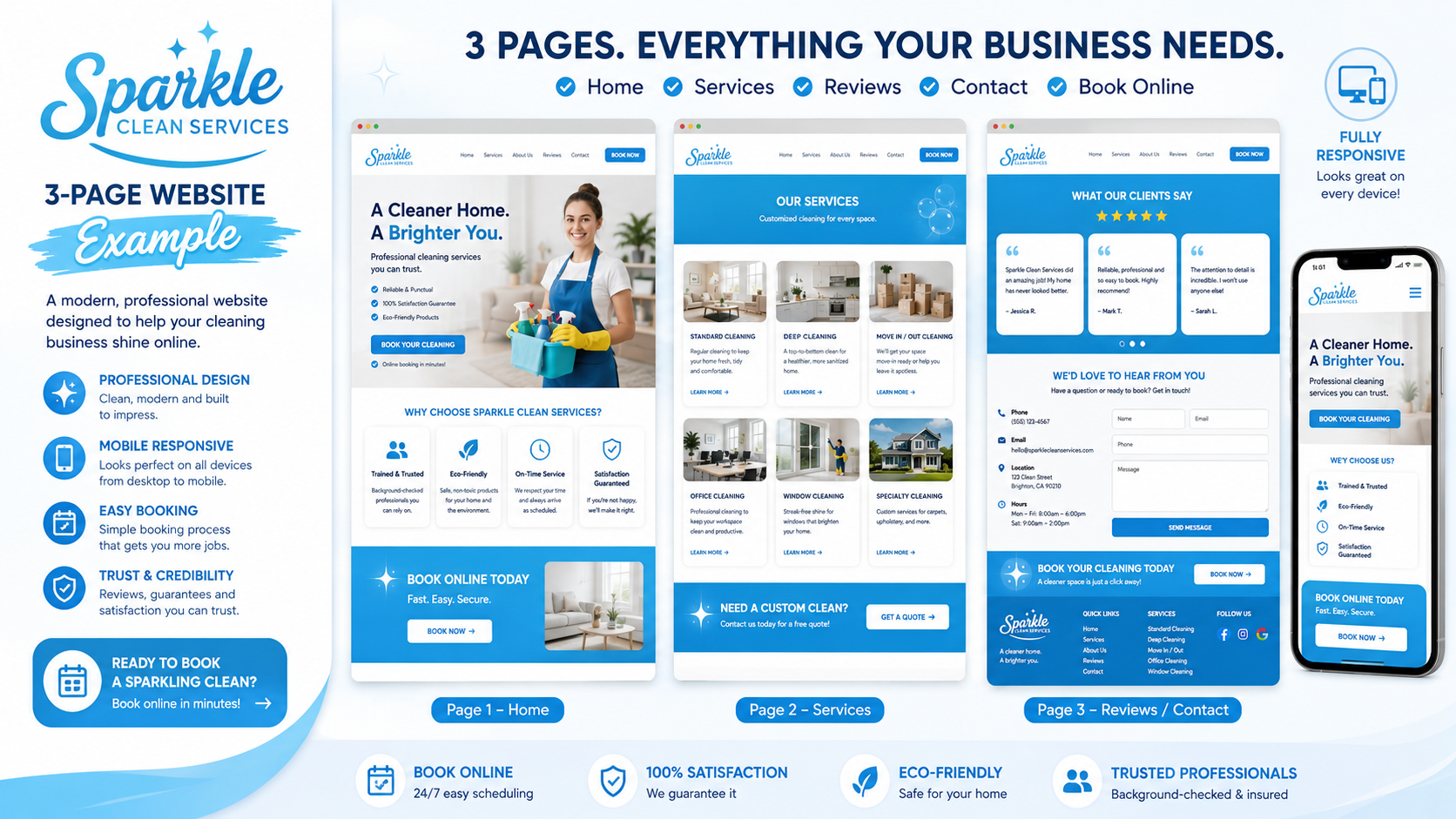 Modern Website Promo For Cleaning Services