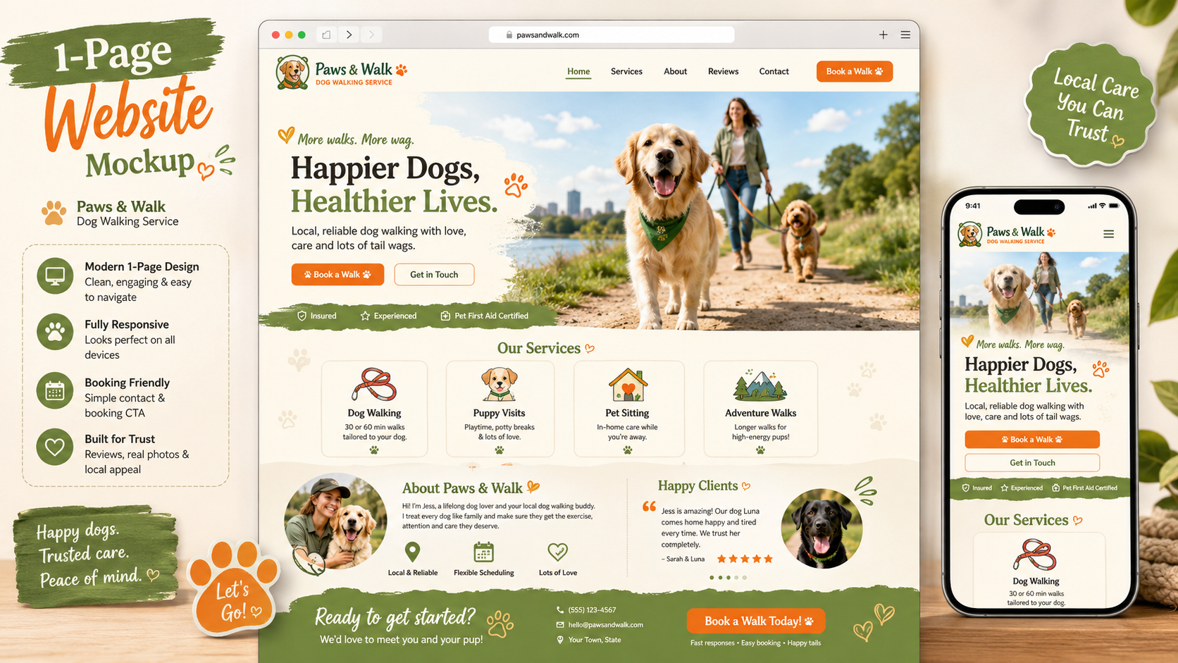 Paws Walk Website Mockup Design