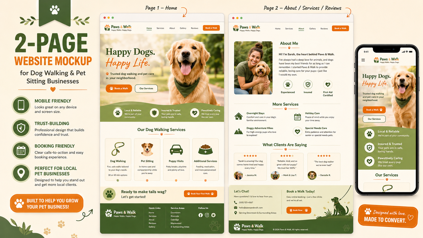 Pet Business Website Mockup Design
