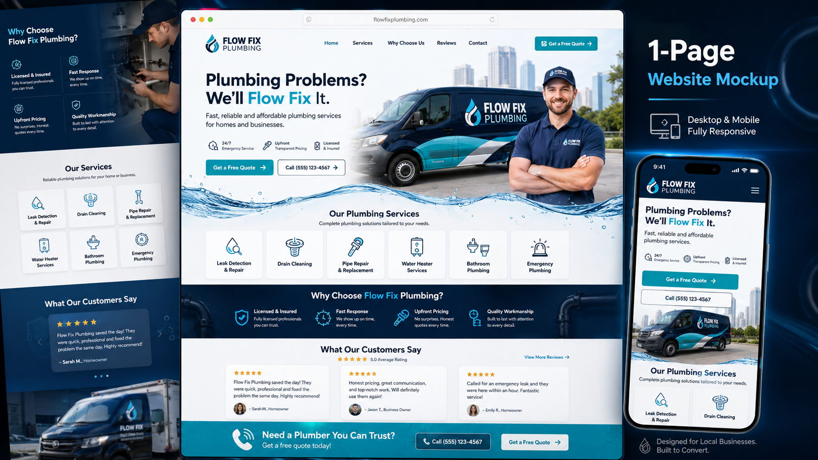 Plumbing Services Website Mockup Design